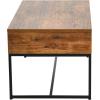 Household Essentials Wrap Rectangular Coffee Table Rustic Slate Concrete and Black Metal(Rustic Hickory)