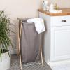 Household Essentials X-Frame Bamboo Hamper, Washable Black Liner and Bamboo Frame, and Renewable, Folds for Storage, Simple and Chic, Natural(Gray)