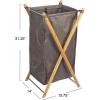 Household Essentials X-Frame Bamboo Hamper, Washable Black Liner and Bamboo Frame, and Renewable, Folds for Storage, Simple and Chic, Natural(Gray)