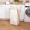 Household Essentials X-Frame Bamboo Hamper, Washable Black Liner and Bamboo Frame, and Renewable, Folds for Storage, Simple and Chic, Natural(Natural)