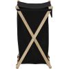 Household Essentials X-Frame Wood Laundry Sorter, Collapsible Wood Frame with Washable Poly-Cotton Bags, Naturally Stylish Large(Black)