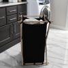 Household Essentials X-Frame Wood Laundry Sorter, Collapsible Wood Frame with Washable Poly-Cotton Bags, Naturally Stylish Large(Black)