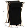 Household Essentials X-Frame Wood Laundry Sorter, Collapsible Wood Frame with Washable Poly-Cotton Bags, Naturally Stylish Large(Black)