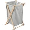Household Essentials X-Frame Wood Laundry Sorter, Collapsible Wood Frame with Washable Poly-Cotton Bags, Naturally Stylish Large(Gray)
