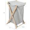 Household Essentials X-Frame Wood Laundry Sorter, Collapsible Wood Frame with Washable Poly-Cotton Bags, Naturally Stylish Large(Gray)