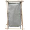 Household Essentials X-Frame Wood Laundry Sorter, Collapsible Wood Frame with Washable Poly-Cotton Bags, Naturally Stylish Large(Gray)