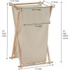 Household Essentials X-Frame Wood Laundry Sorter, Collapsible Wood Frame with Washable Poly-Cotton Bags, Naturally Stylish Large(Natural)