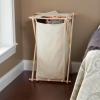 Household Essentials X-Frame Wood Laundry Sorter, Collapsible Wood Frame with Washable Poly-Cotton Bags, Naturally Stylish Large(Natural)