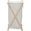 Household Essentials X-Frame Wood Laundry Sorter, Collapsible Wood Frame with Washable Poly-Cotton Bags, Naturally Stylish Large(White)