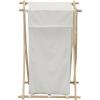 Household Essentials X-Frame Wood Laundry Sorter, Collapsible Wood Frame with Washable Poly-Cotton Bags, Naturally Stylish Large(White)