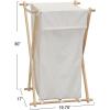 Household Essentials X-Frame Wood Laundry Sorter, Collapsible Wood Frame with Washable Poly-Cotton Bags, Naturally Stylish Large(White)