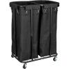 Household Essentials 2-Bag Rolling Laundry Sorter, Natural(Black/Black)