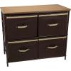 Household Essentials 2-Tier Storage Chest of Drawers Bronze Frame Wood Grain Top and 4 Brown Storage Bins with Natural Jute Trim