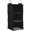 Household Essentials 311342 Hanging Closet Organizer | 3 Pocket Shelves | Natural Canvas(Black)