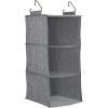 Household Essentials 311342 Hanging Closet Organizer | 3 Pocket Shelves | Natural Canvas(Graphite)