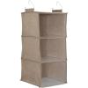 Household Essentials 311342 Hanging Closet Organizer | 3 Pocket Shelves | Natural Canvas(Latte)