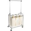 Household Essentials 3-Bag Laundry Sorter with Clothes Rack, Silver, Lightweight, Removable, Sturdy