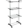 Household Essentials 4 Tier Stainless Steel Laundry Drying Rack with Two Side Wings, Grey