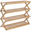 Household Essentials 4-Tier Bamboo Folding Shoe Rack, Natural