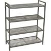 Household Essentials 4-Tier Metal Shoe Rack, Stretched Metal Shelving with Center Supports, Durable Frame with Handles, 12 Pair Capacity, Lightweight, Easy to Assemble, Nickel(Silver)