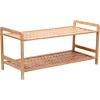 Household Essentials 5 Tier Bamboo Shoe Rack, Lightweight Storage Shelf, Basket Weave for Better Airflow, Easy Assembly, Great for Shoes, Sweaters and More(2 tier)