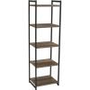 Household Essentials 5 Tier Storage Tower Metal, Grey Shelf – Black Frame, Ashwood(Ashwood)