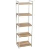 Household Essentials 5 Tier Storage Tower Metal, Grey Shelf – Black Frame, Ashwood(Coastal Oak)