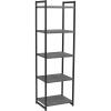 Household Essentials 5 Tier Storage Tower Metal, Grey Shelf – Black Frame, Ashwood(Slate)