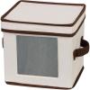 Household Essentials 534 Dinnerware Storage Box with Lid and Handles | Chest for Salad Plates | Natural Canvas with Brown Trim(Natural)