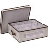 Household Essentials 538 Vision China Storage Box for Tea Cups and Mugs with Lid and Handles | Natural Canvas with Brown Trim(Natural)