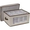 Household Essentials Balloon Wine Glass Storage Box, Strong Frame and Handles, Windowed Panel, Fully Removable Lid, Stackable and Foldable, Perfect for Wider Stemware, Gray(Natural)