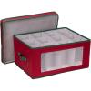 Household Essentials Balloon Wine Glass Storage Box, Strong Frame and Handles, Windowed Panel, Fully Removable Lid, Stackable and Foldable, Perfect for Wider Stemware, Gray(Red)