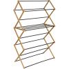 Household Essentials Bamboo Folding Clothes Drying Rack | Large Capacity, 14 Coated Metal Dowels, 28 Feet of Drying Space | Eco-Friendly, Collapsible Indoor Rack for Apartments, Homes & Dorms(Natural/Black)