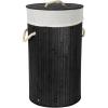 Household Essentials Bamboo Laundry Hamper with Rope Handles, 19-Gallons, White(Black)