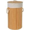 Household Essentials Bamboo Laundry Hamper with Rope Handles, 19-Gallons, White(Natural)