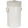 Household Essentials Bamboo Laundry Hamper with Rope Handles, 19-Gallons, White(White)