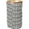 Household Essentials Bamboo Rimmed Round Krush Hamper with Cutout Handles, Black and White(Black and White)