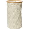 Household Essentials Bamboo Rimmed Round Krush Hamper with Cutout Handles, Black and White(Tan Chevron)