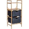 Household Essentials Bamboo Storage Shelf with Cotton Fabric Drawers, Natural and Black