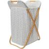 Household Essentials Bamboo X Frame Hamper with Grid Pattern, Gray(Cross)