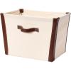 Household Essentials Canvas Bin with Vegan Leather Trim