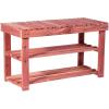 Household Essentials CedarFresh 2-Tier Cedar Shoe Rack and Seat Bench, 31.5″w x 17.5″h x 12.4″d, Red,natural