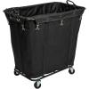 Household Essentials Commercial Laundry Cart with Rolling Caster Wheels, Natural Canvas Liner with Black Steel Frame(Black/Black)