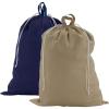 Household Essentials Cotton Laundry Bag, Large, 100% Cotton, Drawstring Top with Cord Lock, Machine Washable, 3 to 4 Load Capacity, Versatile and Compact, Breathable, Foldable, Natural(2-Pack)