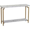 Household Essentials Crown Narrow 3 Shelf Open Storage Bookshelf Black Oak Wood Grain and Gold Metal(White Marble/Gold)