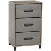 Household Essentials Dresser Nightstand Chest of Drawers Ashwood Rustic Wood Grain with 3 Grey Strorage Drawers(Ashwood)