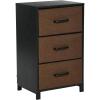 Household Essentials Dresser Nightstand Chest of Drawers Ashwood Rustic Wood Grain with 3 Grey Strorage Drawers(Black Oak)