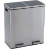 Household Essentials Dual Compartment Trash Can with 30 Liter / 8 Gallon Medium Bins, Stainless Steel, for Trash and Recycling 94603-1