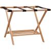 Household Essentials Fully Assembled Folding Luggage Rack with Lower Storage Shelf | Bamboo Frame with Black Straps(Fully Assembled)