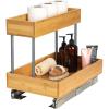 Household Essentials Glidez Bamboo and Steel Pull-Out/Slide-Out Storage Organizer for Under Cabinet Use – 1-Tier Design – Fits Standard Size Cabinet or Shelf, Natural(Undersink)